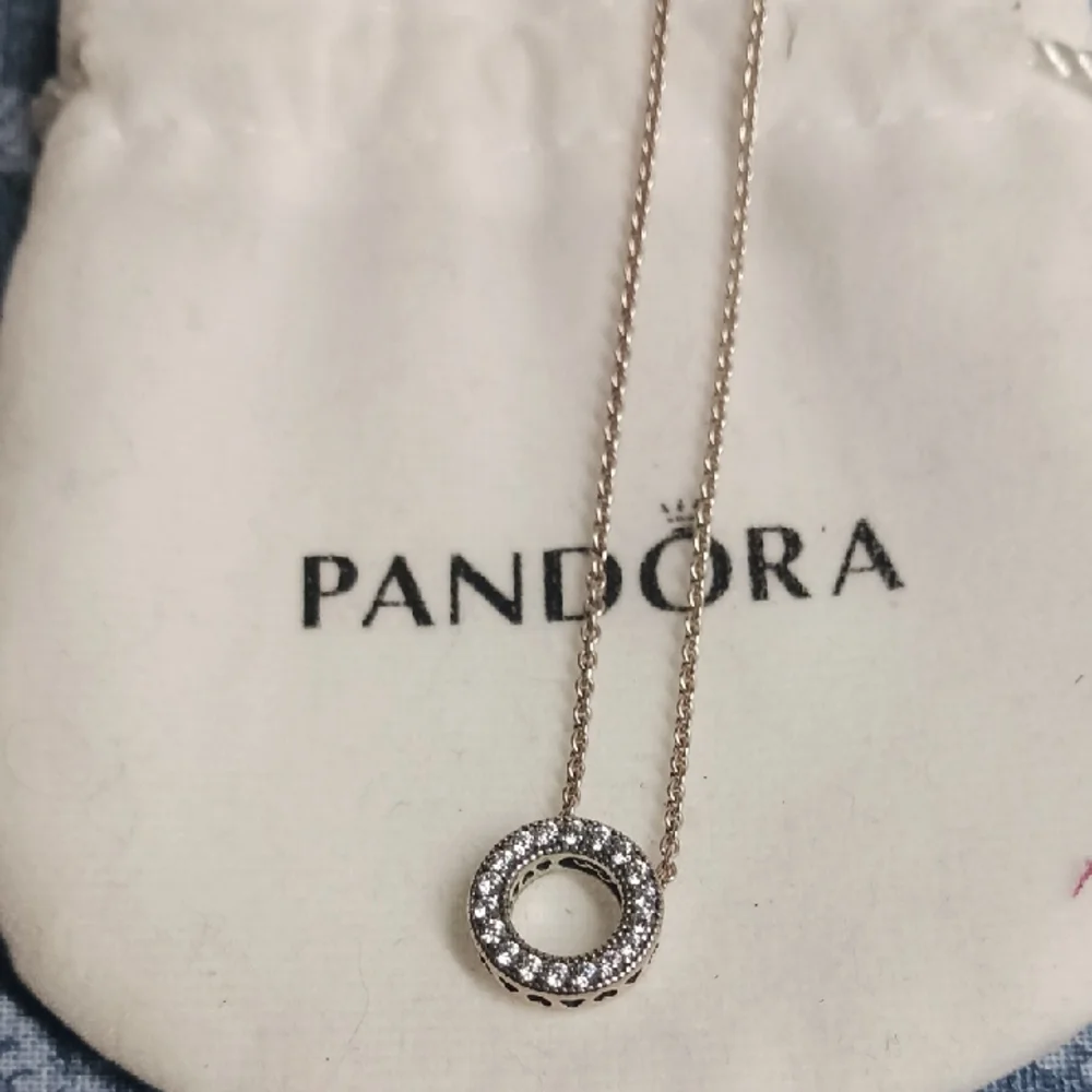 Pandora Silver Necklace with Sparkling Silver Pendant - Picture 1 of 4